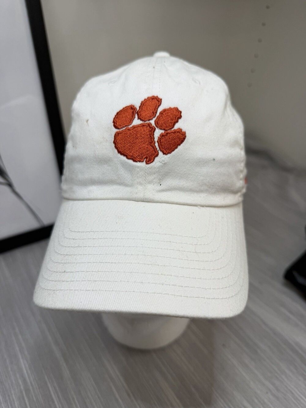 Clemson Tigers Nike Hat Cap White Orange Adjustable Buckle Strapback Dry Fit